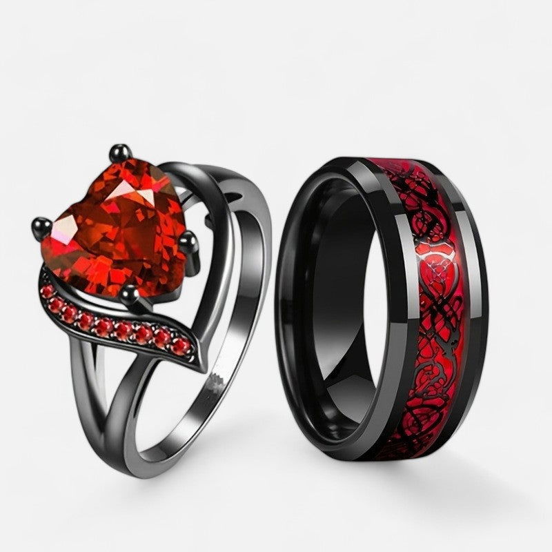 Crimson Dragon Couple Rings - Dolce Vincita