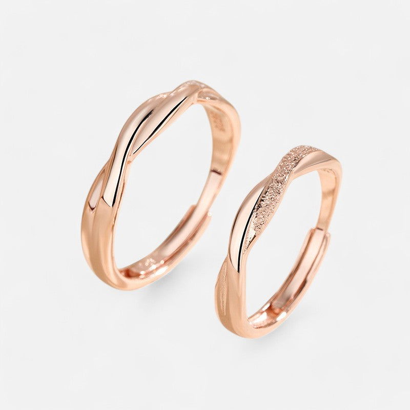 Sterling Silver Classic Twist Couple Rings - Dolce Vincita