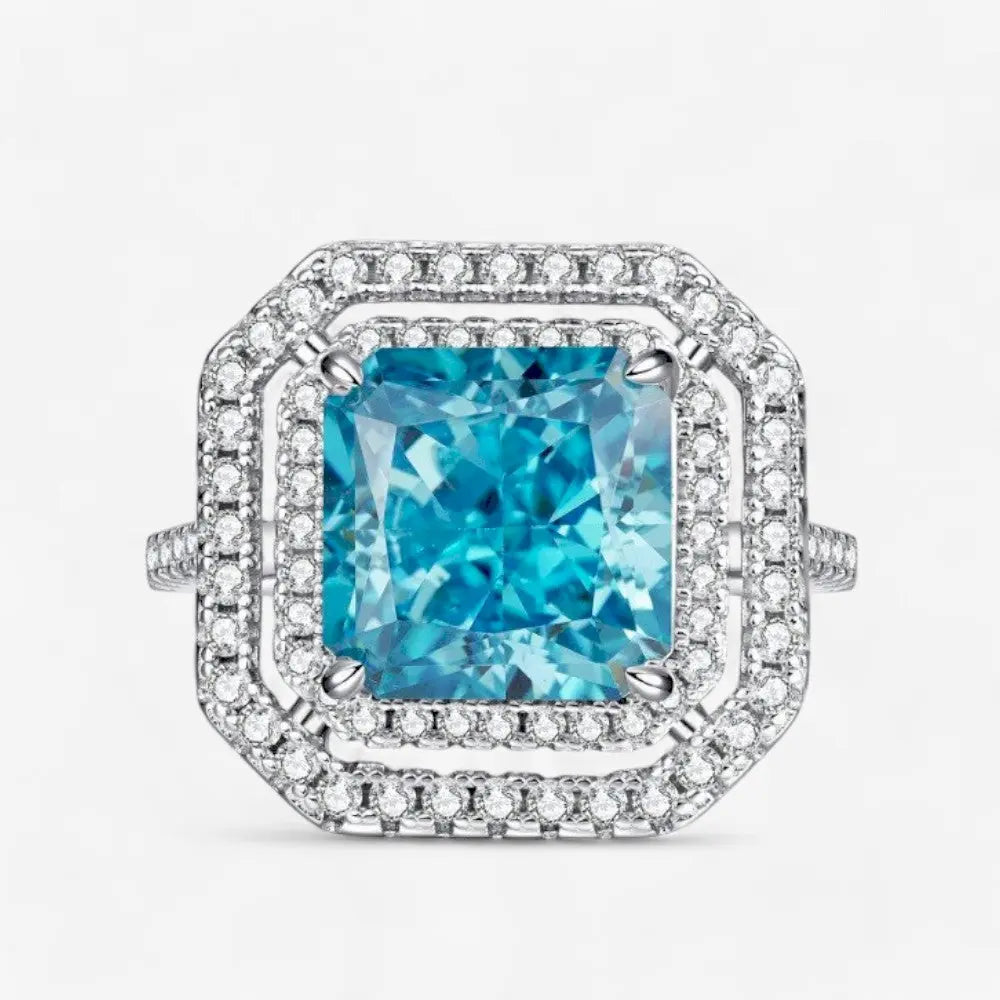 Sterling Silver Double Halo Elegance Ring - Dolce Vincita