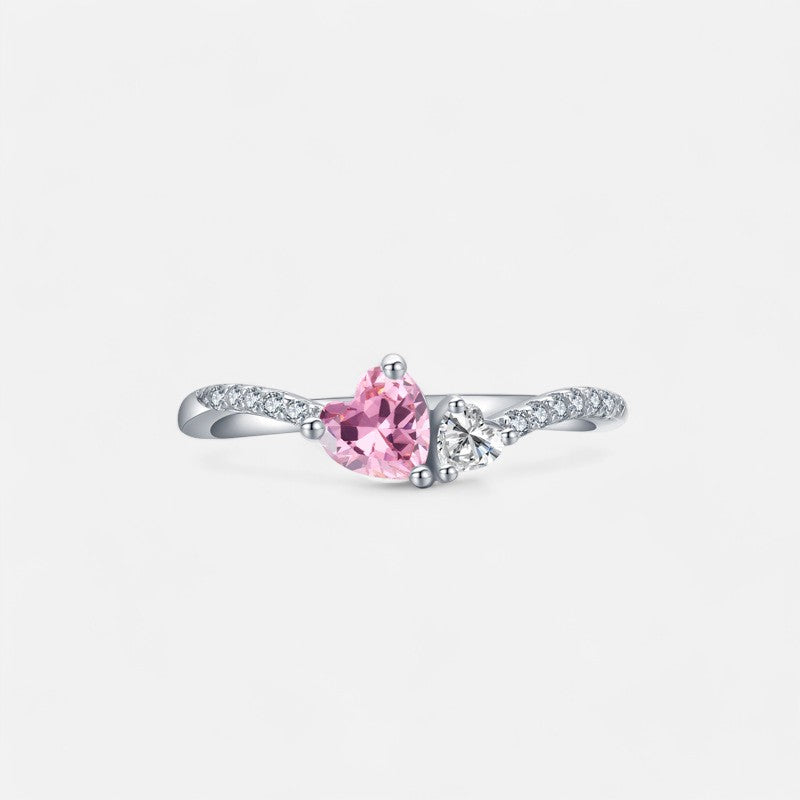 Sterling Silver Dual Heart Ring - Dolce Vincita