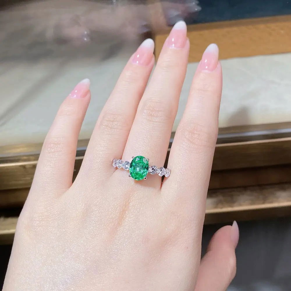 Sterling Silver Emerald Cascade Band Ring - Dolce Vincita
