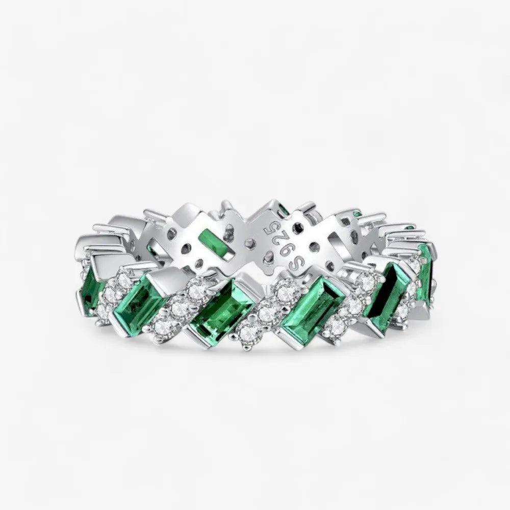 Sterling Silver Emerald Cascade Ring - Dolce Vincita