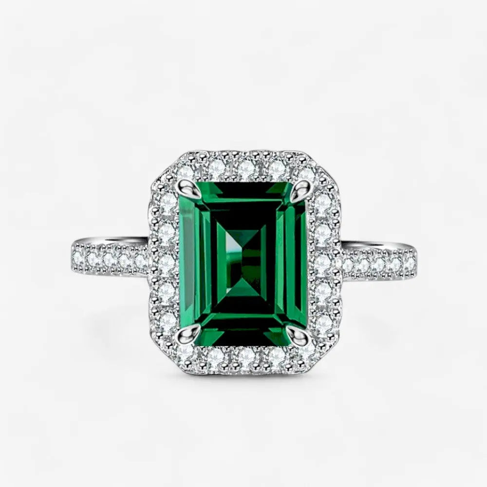 Sterling Silver Emerald Whisper Cluster Ring - Dolce Vincita