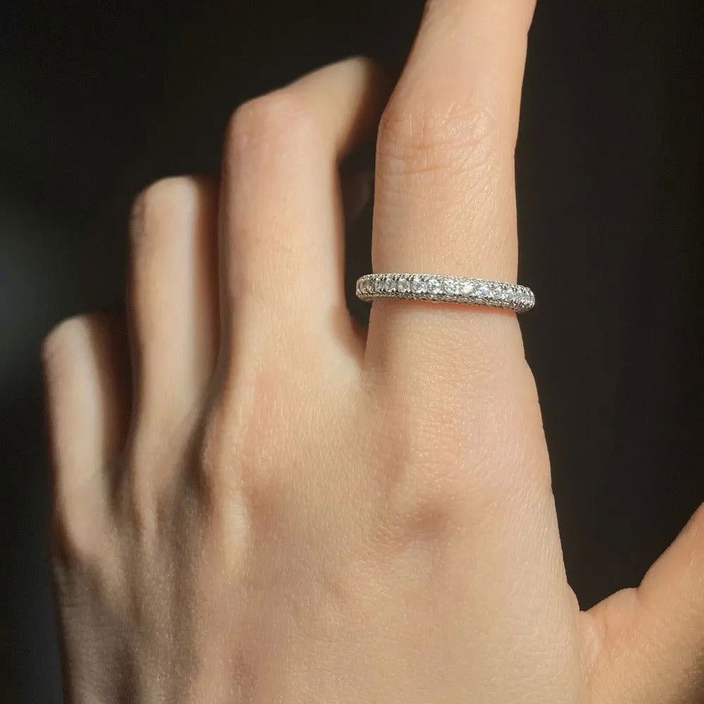 Sterling Silver Eternity Wave Band Ring - Dolce Vincita