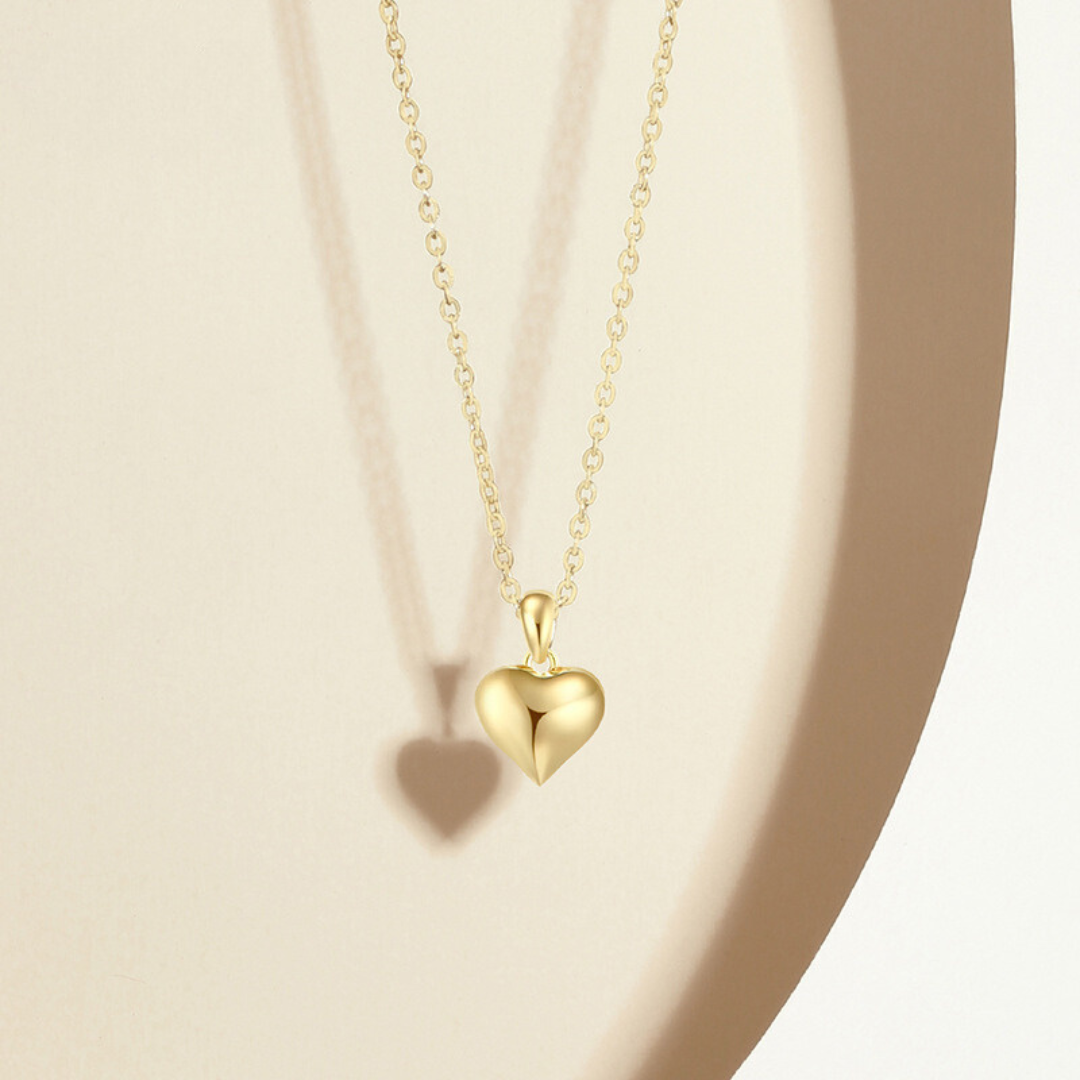 Sterling Silver Gold Heart Necklace - Dolce Vincita