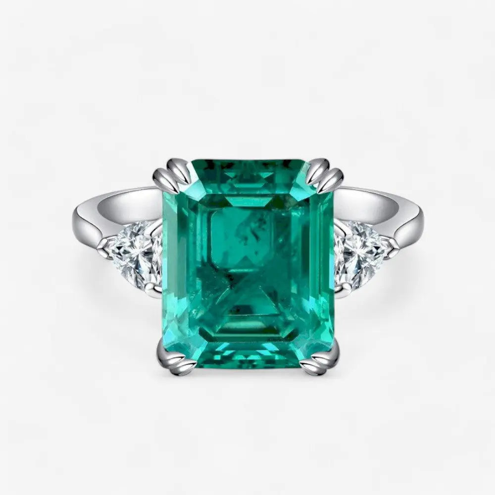 Sterling Silver Green Serenity Solitaire Ring - Dolce Vincita
