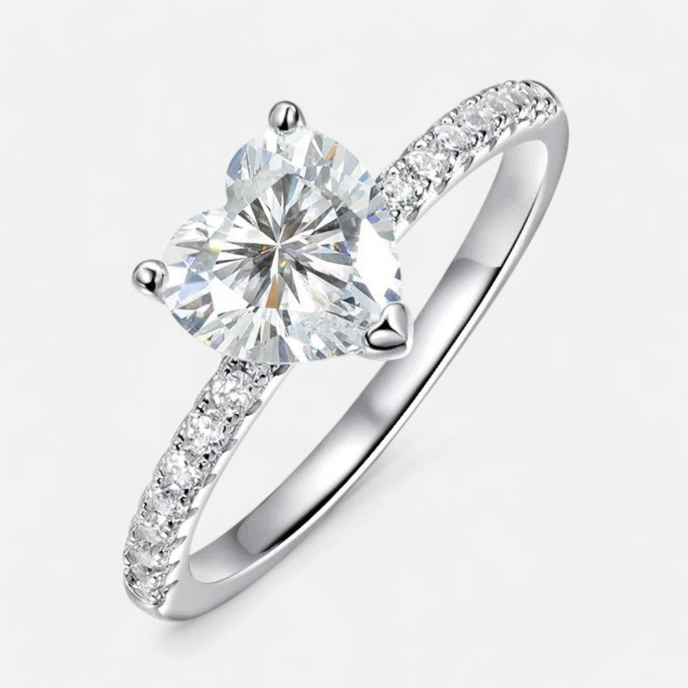 Sterling Silver Heart-Cut Solitaire Ring - Dolce Vincita