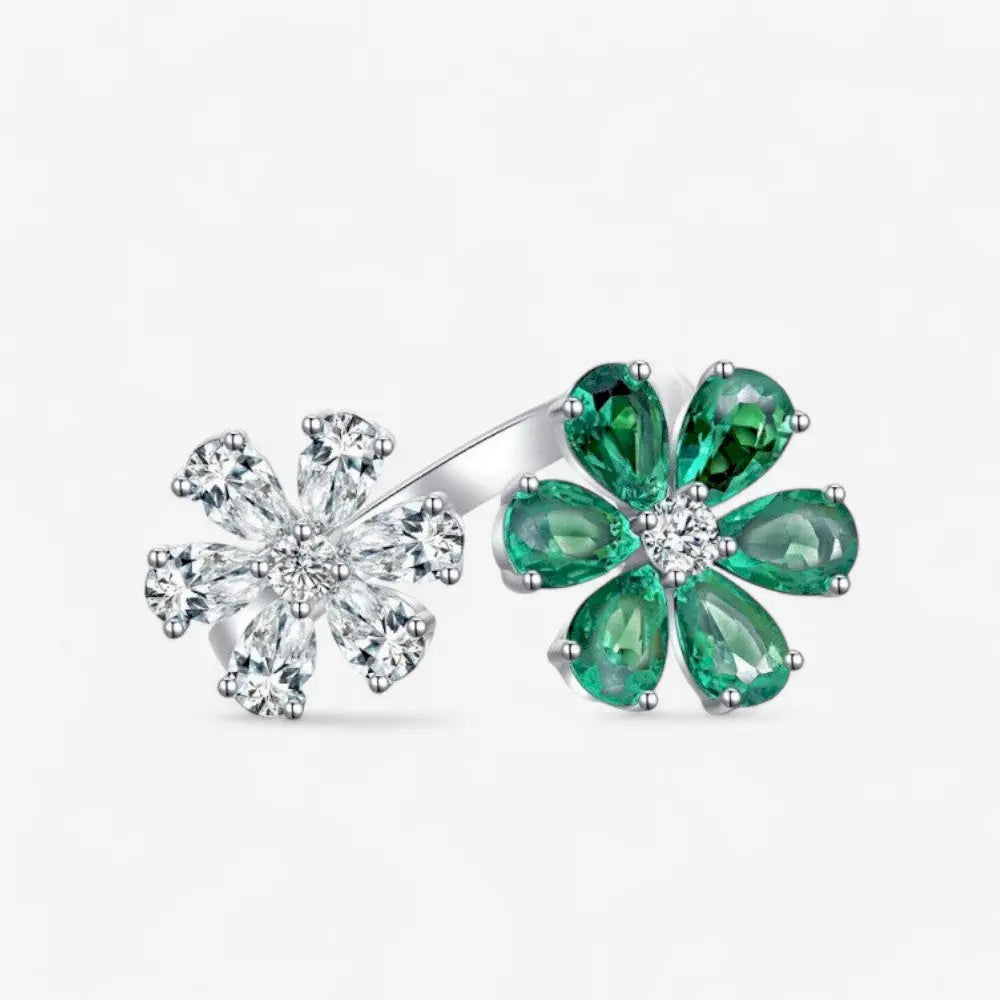 Sterling Silver Jade Blossom Band Ring - Dolce Vincita