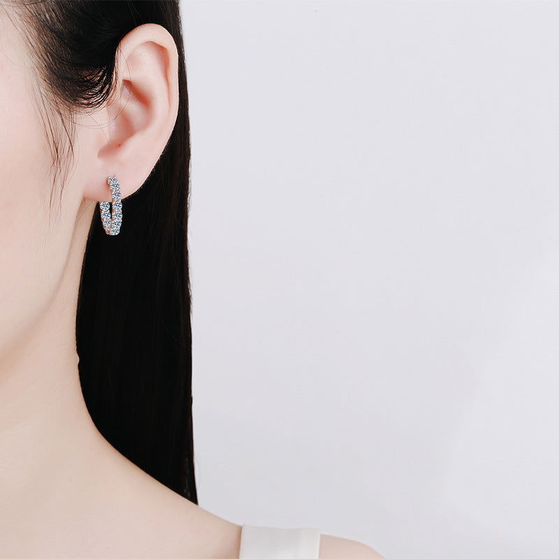 Sterling Silver Luxe Crystal Hoop Earrings - Open Jewellery