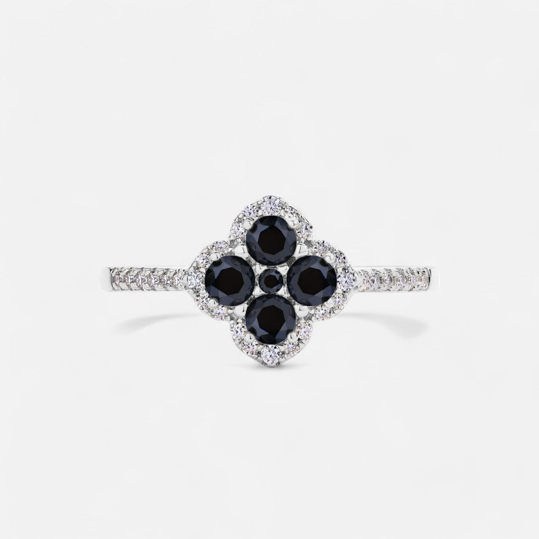 Sterling Silver Midnight Blossom Ring - Dolce Vincita