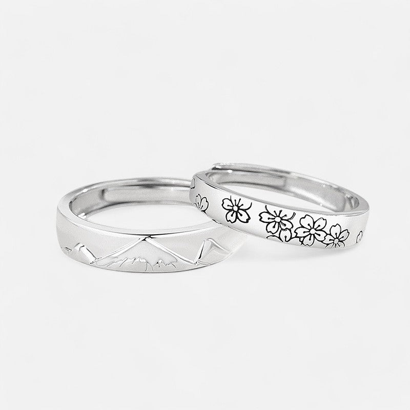 Sterling Silver Mountain Blossom Couple Rings - Dolce Vincita