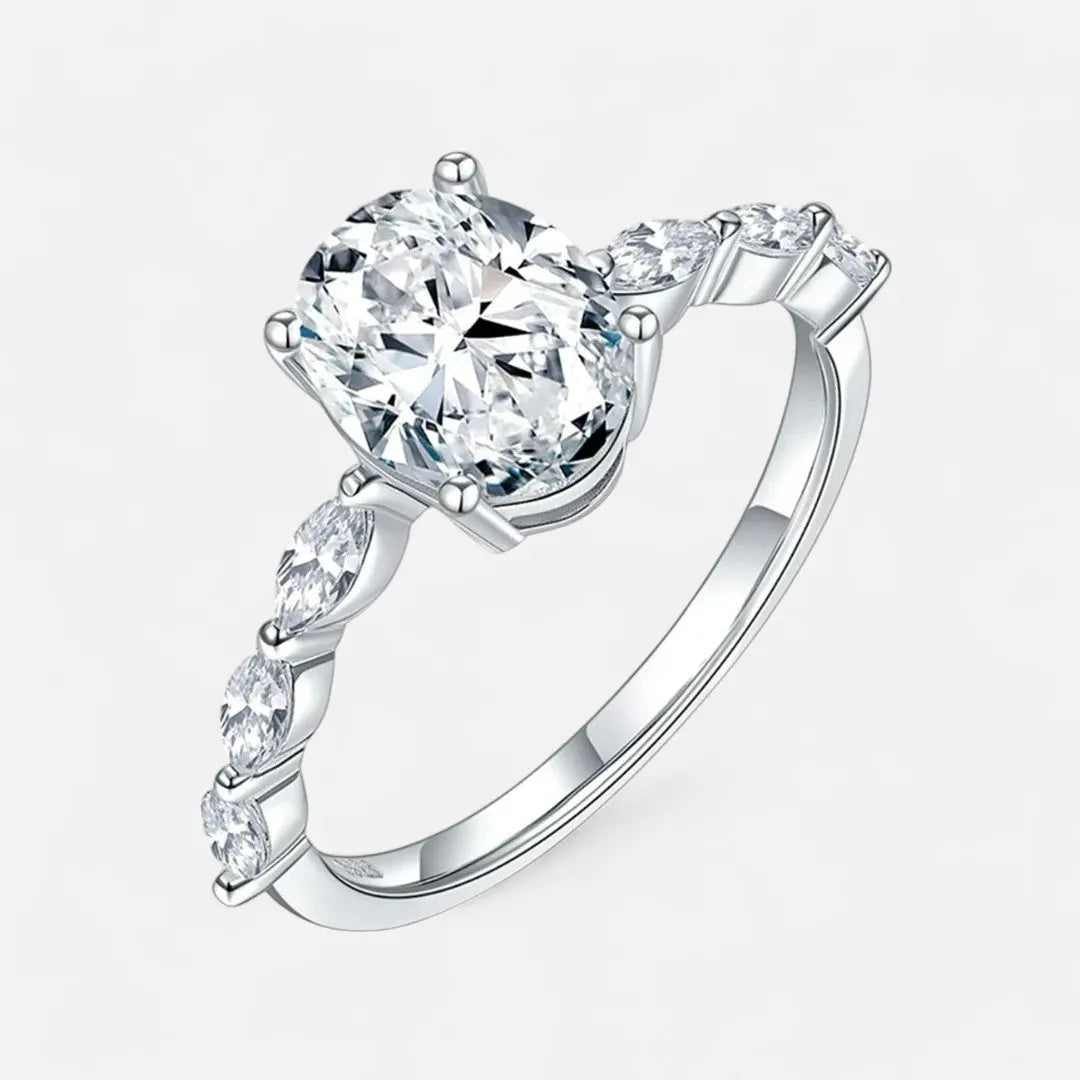 Sterling Silver Oval Cut Aurora Ring - Dolce Vincita