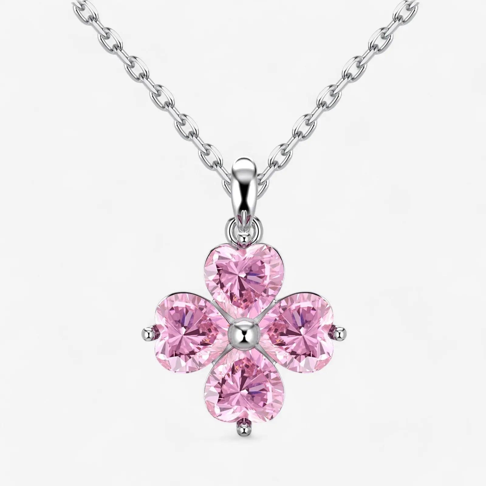 Sterling Silver Pink Clover Pendant - Dolce Vincita