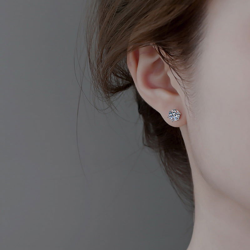 Sterling Silver Radiant Solitaire Earrings - Open Jewellery