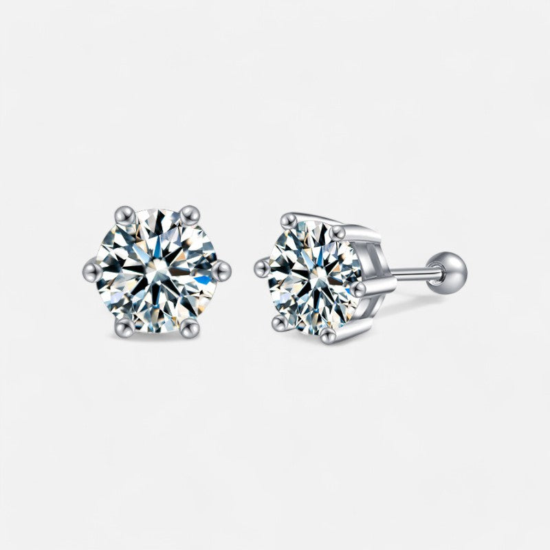 Sterling Silver Radiant Solitaire Earrings - Open Jewellery