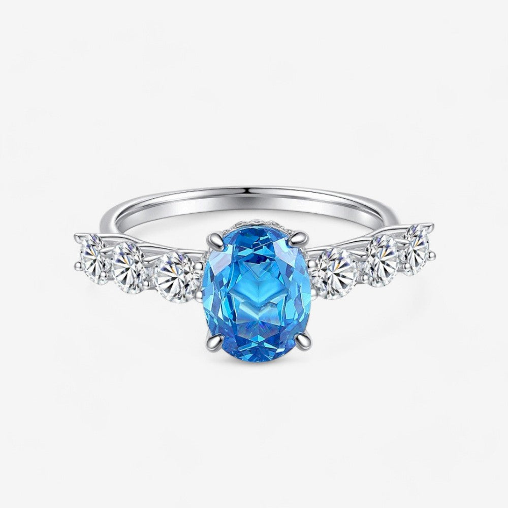 Sterling Silver Sapphire Crown Band Ring - Dolce Vincita
