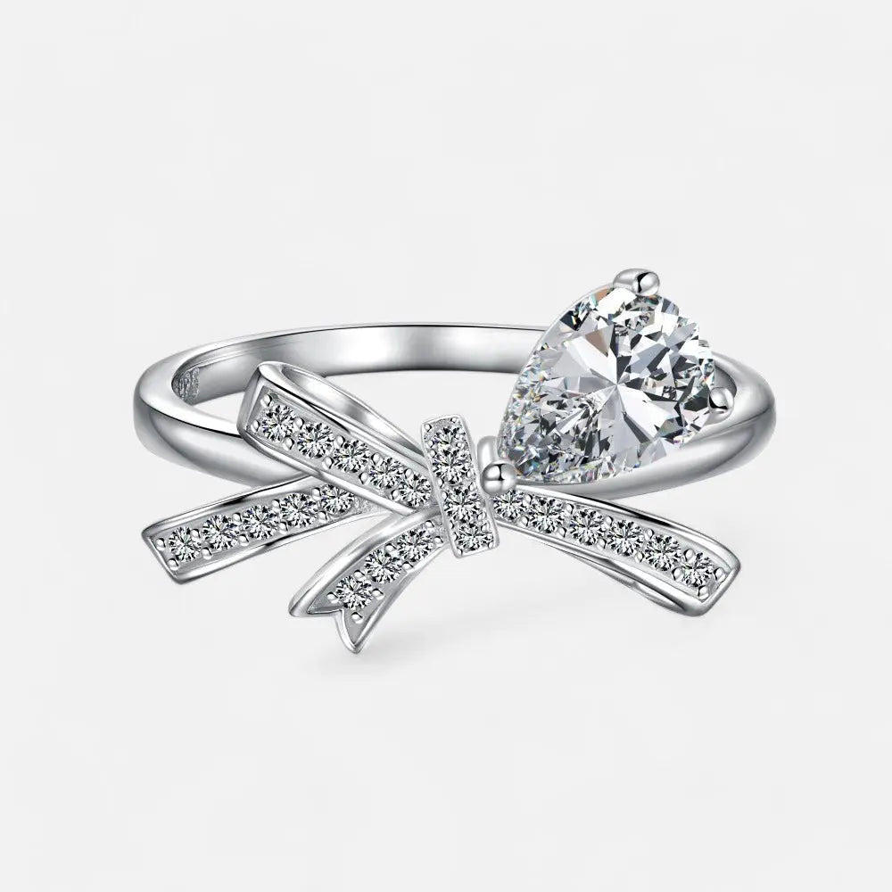 Sterling Silver Sparkling Bow Ring - Dolce Vincita