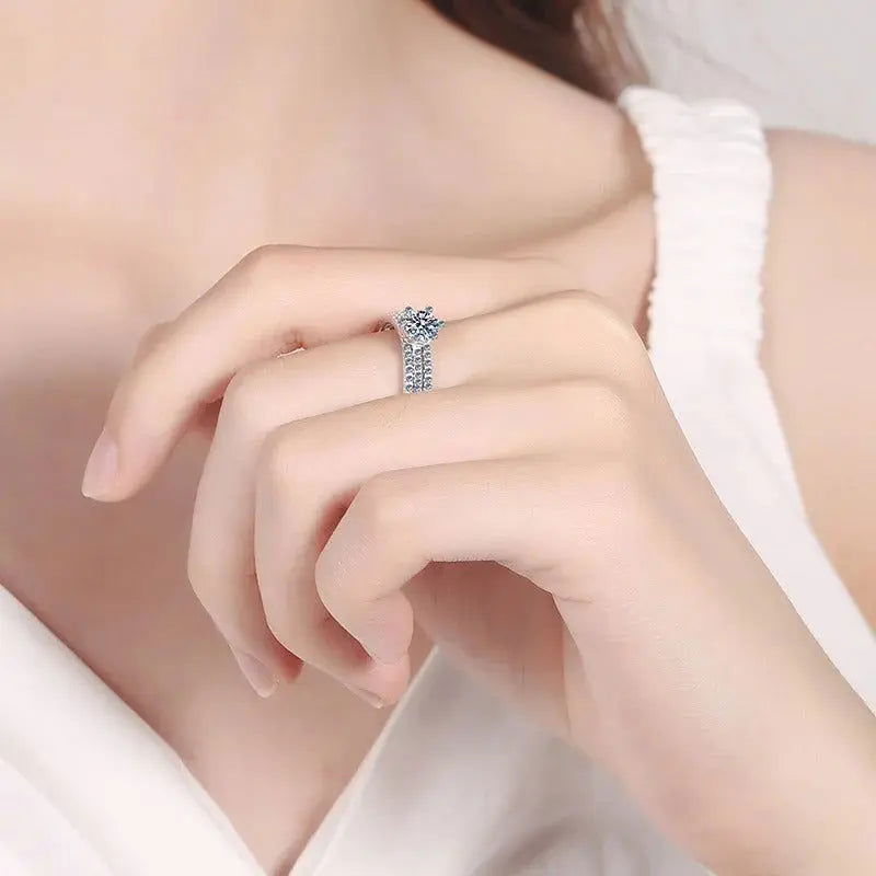 Sterling Silver Sparkling Duo Ring Set - Dolce Vincita