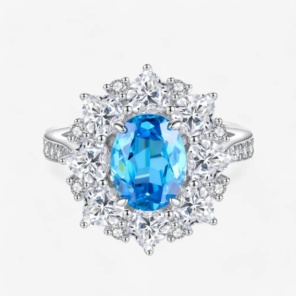 Sterling Silver Starburst Oval Ring - Dolce Vincita