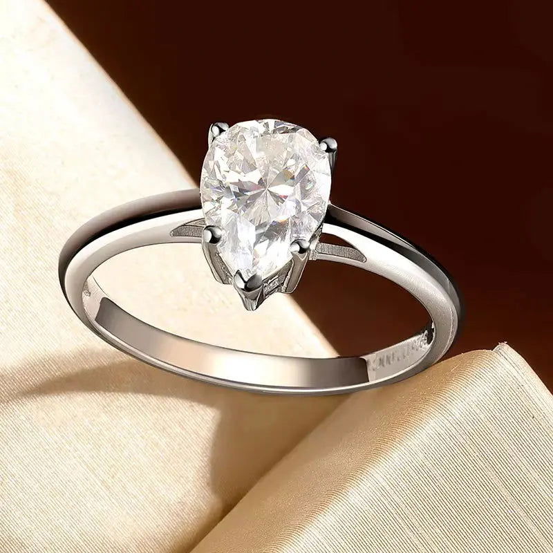 Sterling Silver Tear Solitaire Ring - Dolce Vincita