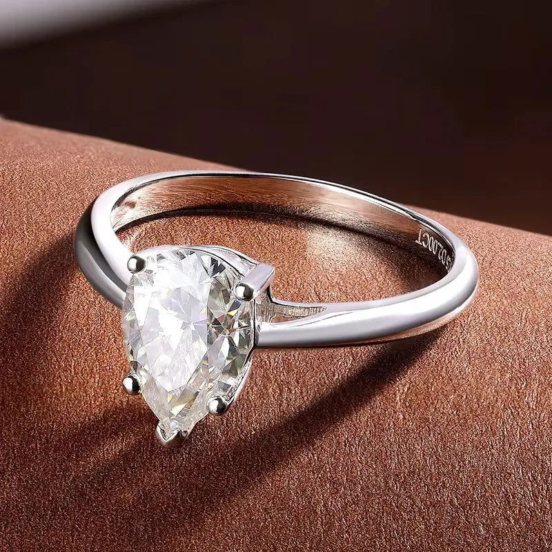 Sterling Silver Tear Solitaire Ring - Dolce Vincita