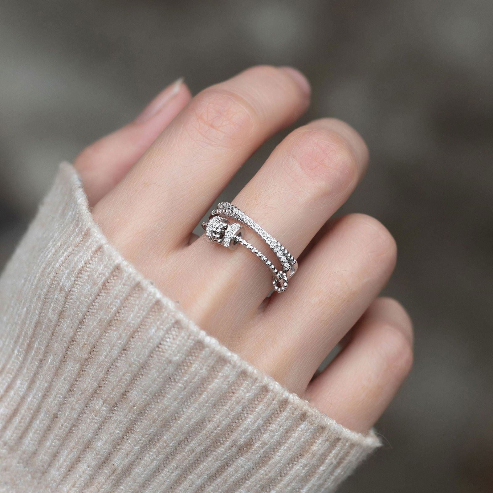 Sterling Silver Twisted Crystal Ring - Dolce Vincita