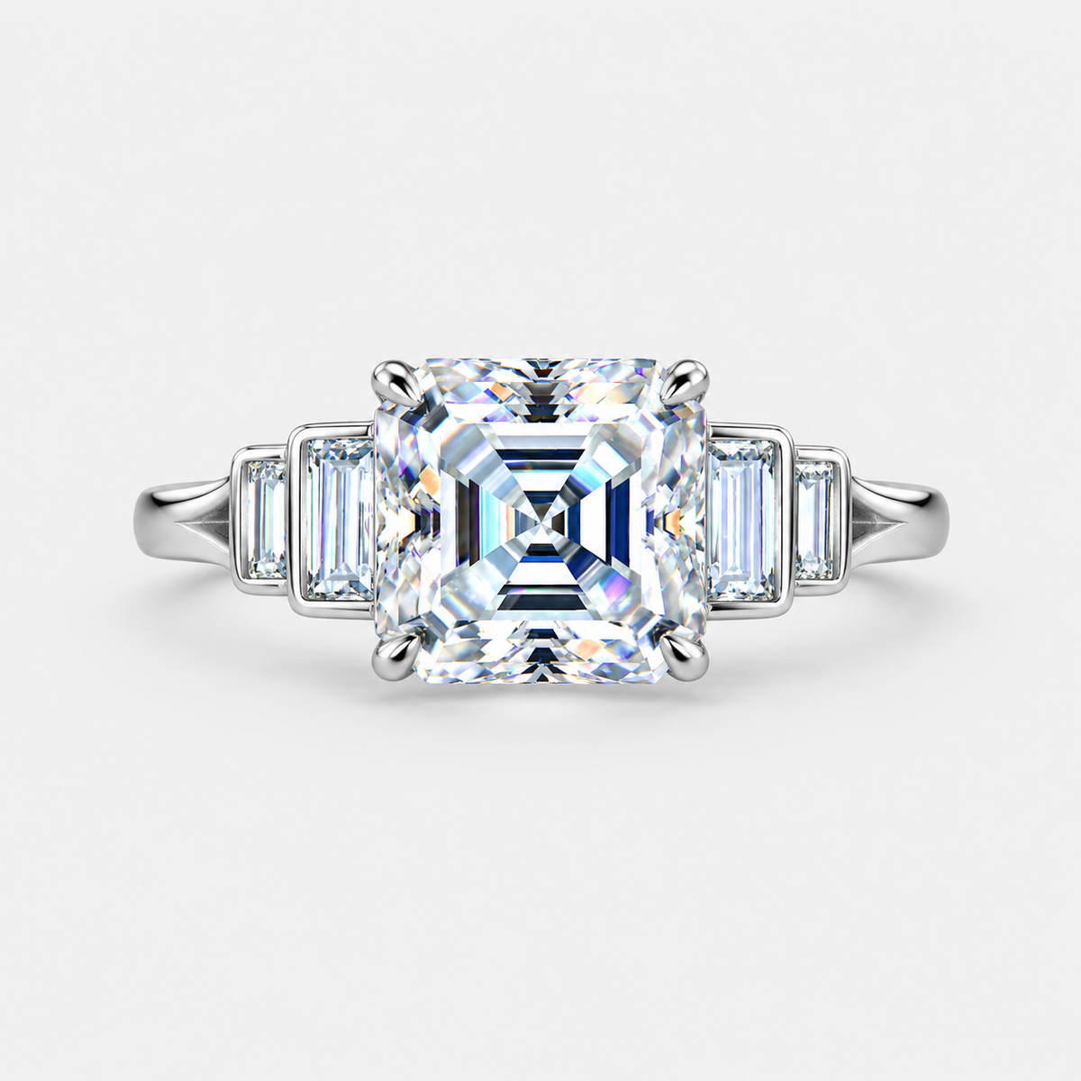 Sterling Silver Celestia Asscher Cut Ring