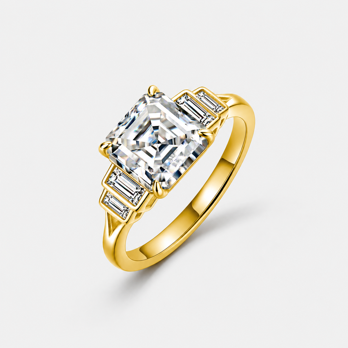 Sterling Silver Celestia Asscher Cut Ring