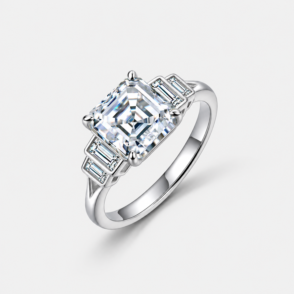 Sterling Silver Celestia Asscher Cut Ring
