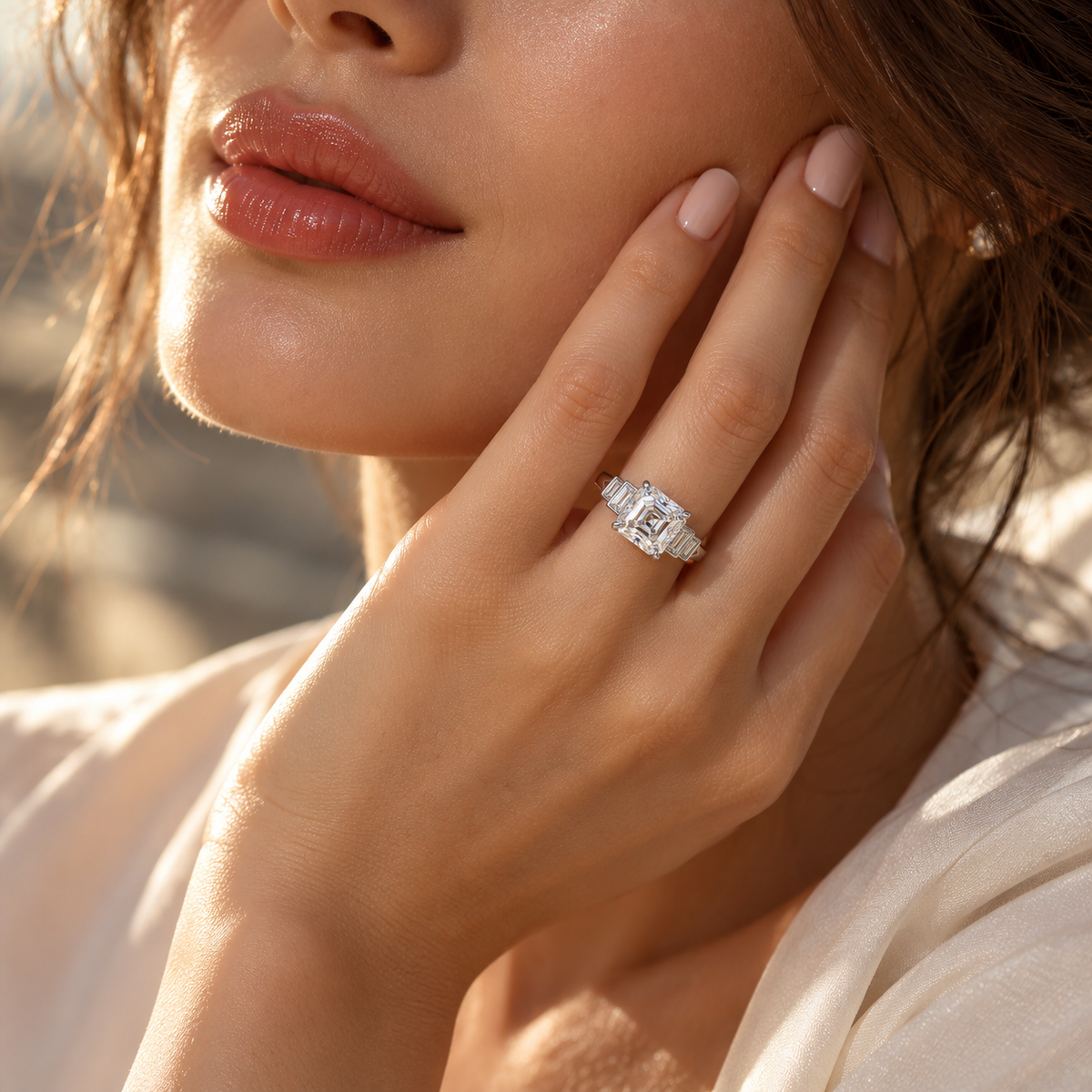 Sterling Silver Celestia Asscher Cut Ring