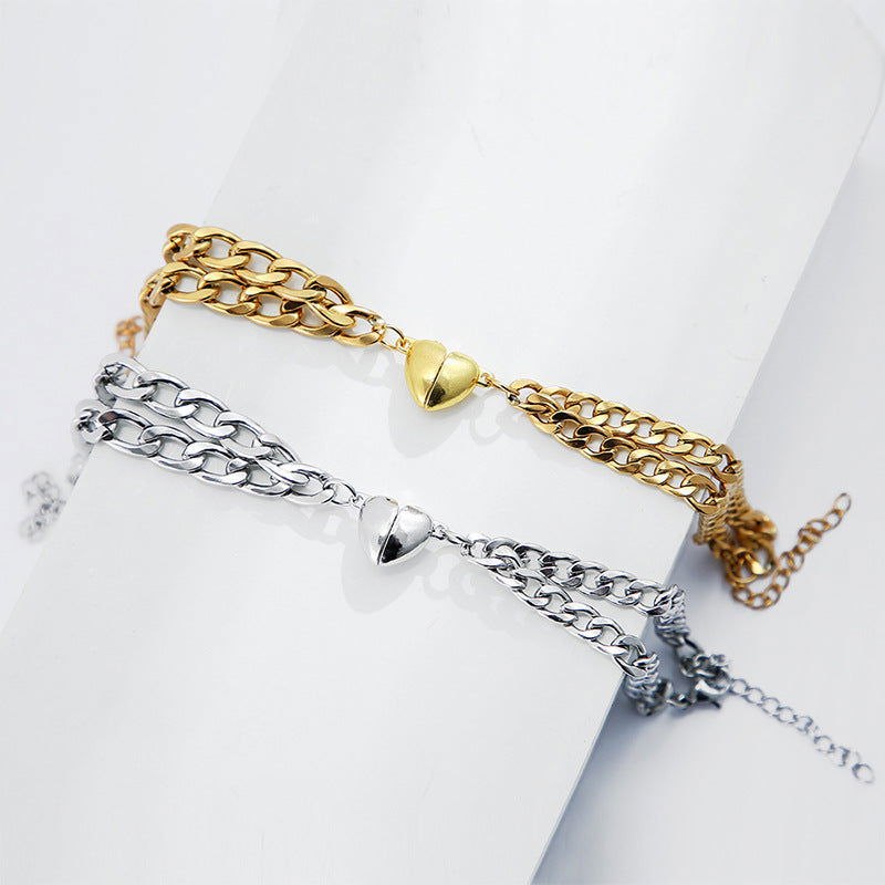 Dual Heart Chain Bracelets - Dolce Vincita