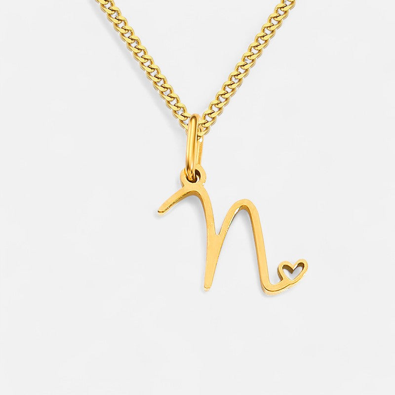 Heart Initial Pendant Necklace