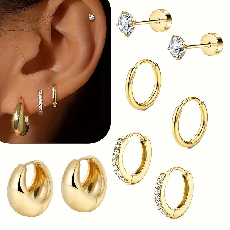 Hypoallergenic Thick Earrings Cartilage Jewelry Set