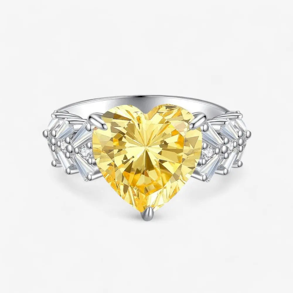 Sterling Silver Amber Heart Ring - Dolce Vincita