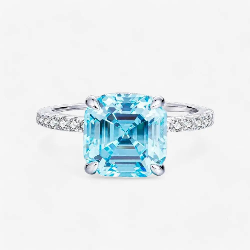 Sterling Silver Asscher-Cut Pave Band Ring - Dolce Vincita