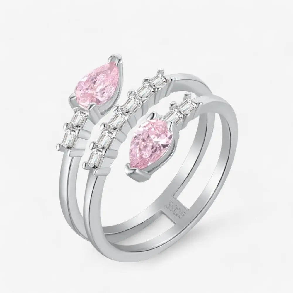 Sterling Silver Blush Duo Ring Set - Dolce Vincita