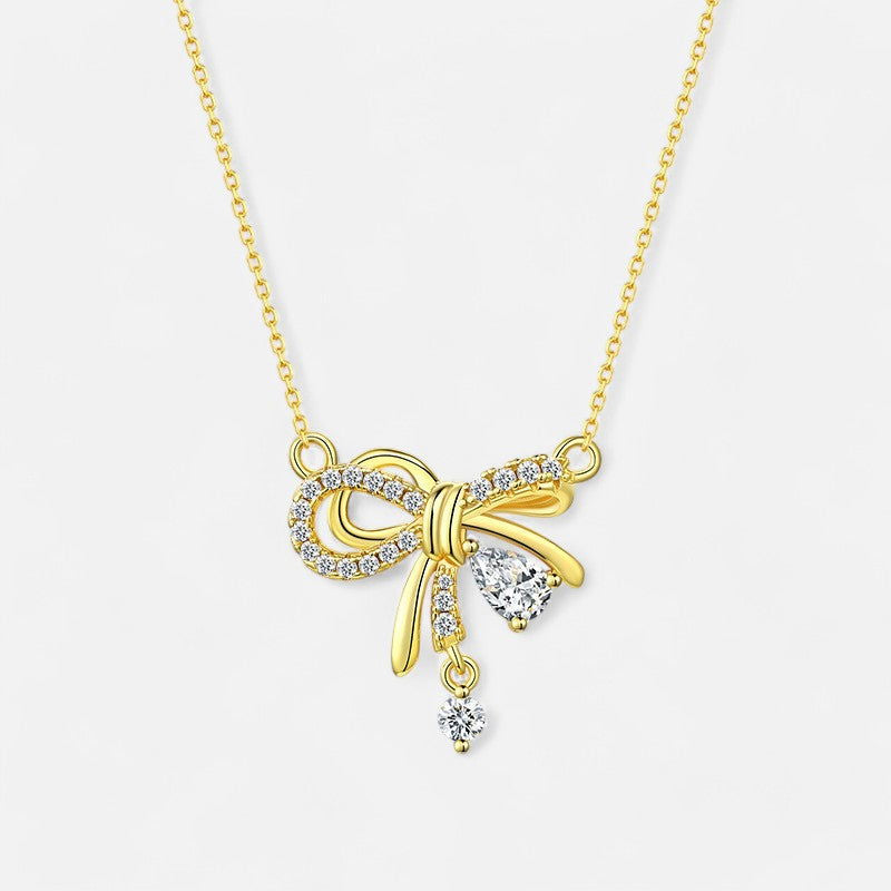 Sterling Silver Bow Pendant Necklace - Dolce Vincita