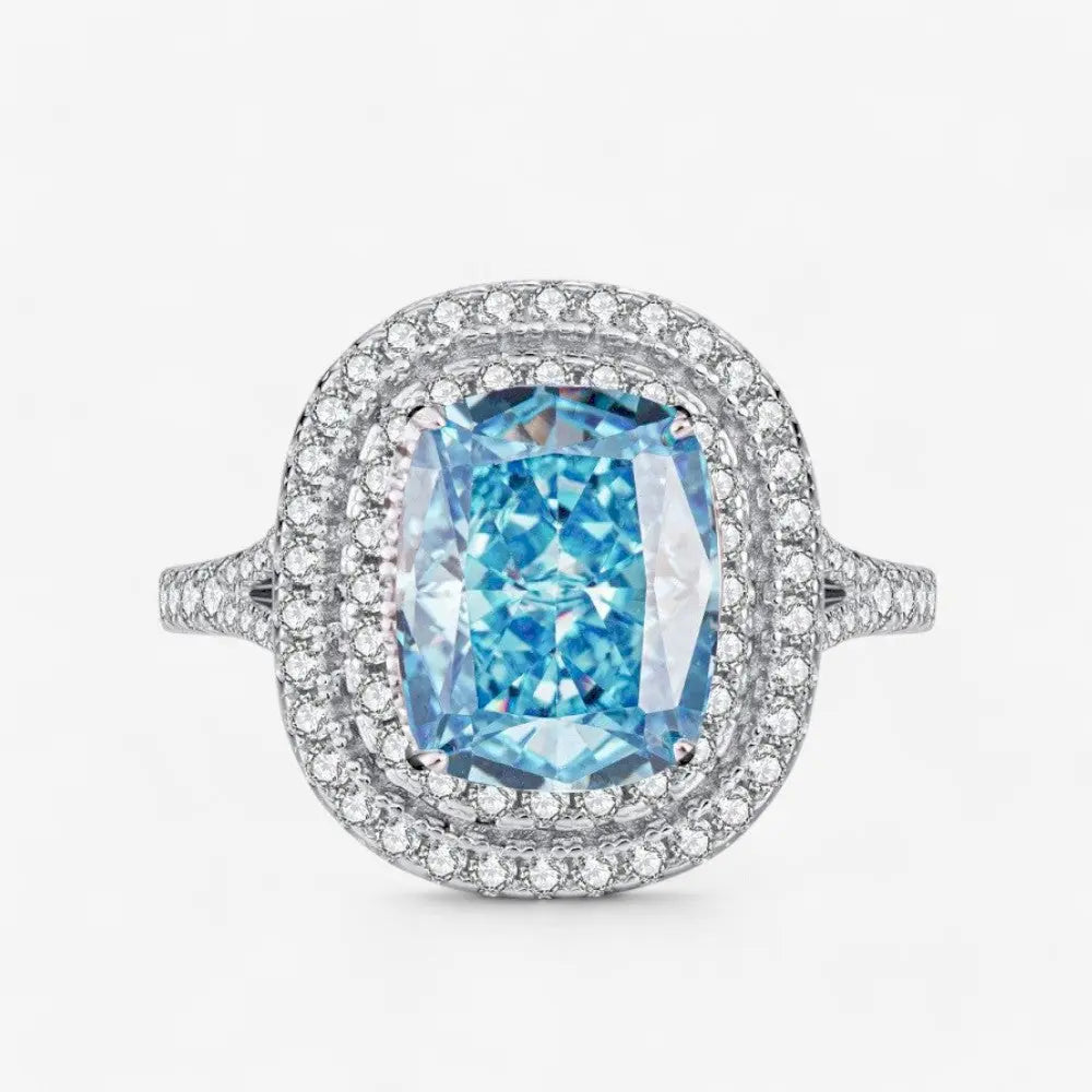 Sterling Silver Cushion Cut Halo Ring - Dolce Vincita