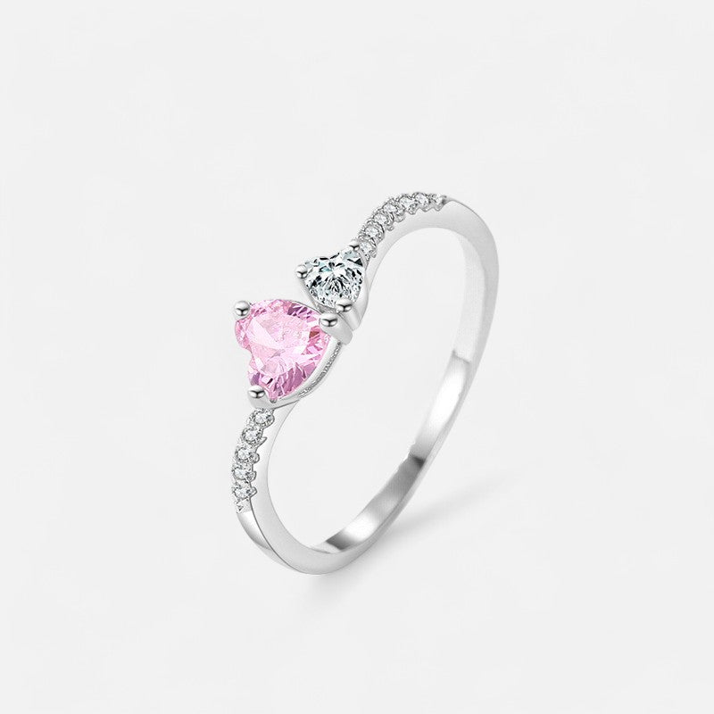 Sterling Silver Dual Heart Ring - Dolce Vincita