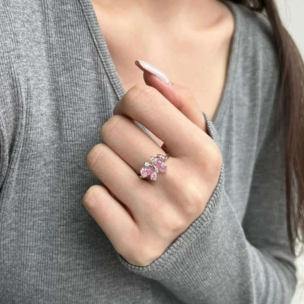 Sterling Silver Elara Butterfly Ring - Dolce Vincita