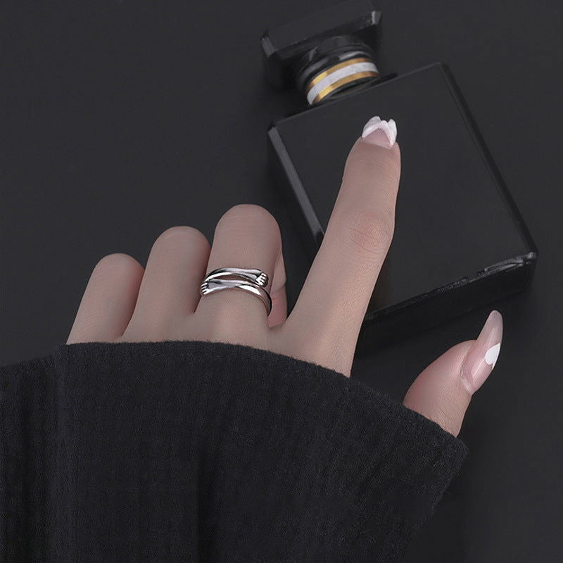 Sterling Silver Embrace Hug Ring - Dolce Vincita