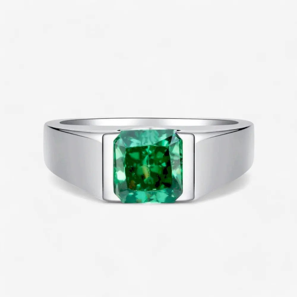 Sterling Silver Emerald Bold Ring - Dolce Vincita