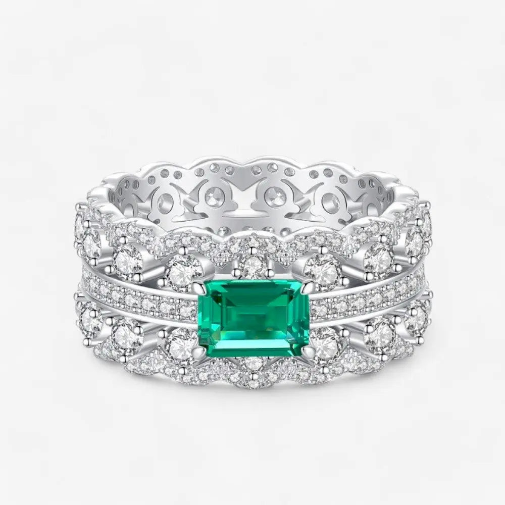 Sterling Silver Evergreen Elegance Halo Ring - Dolce Vincita