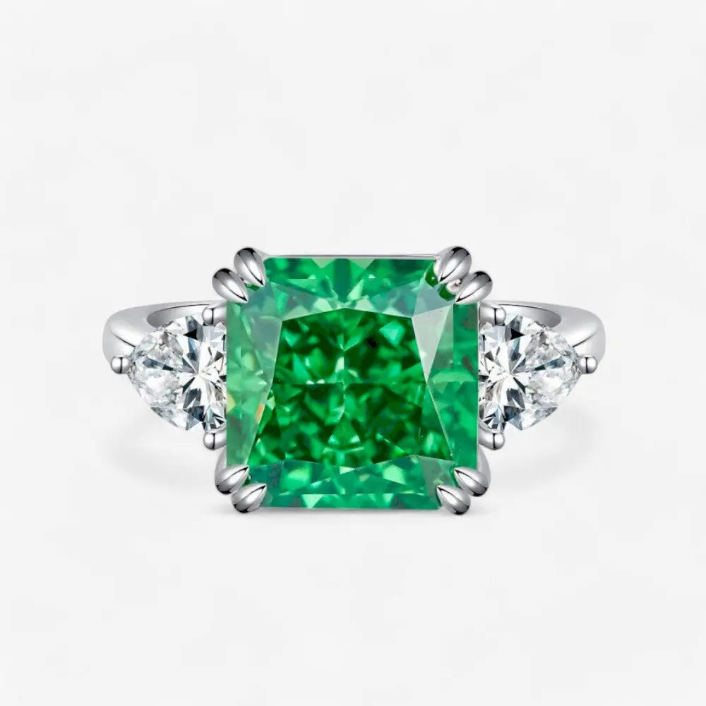 Sterling Silver Green Horizon Pavé Ring - Open Jewellery