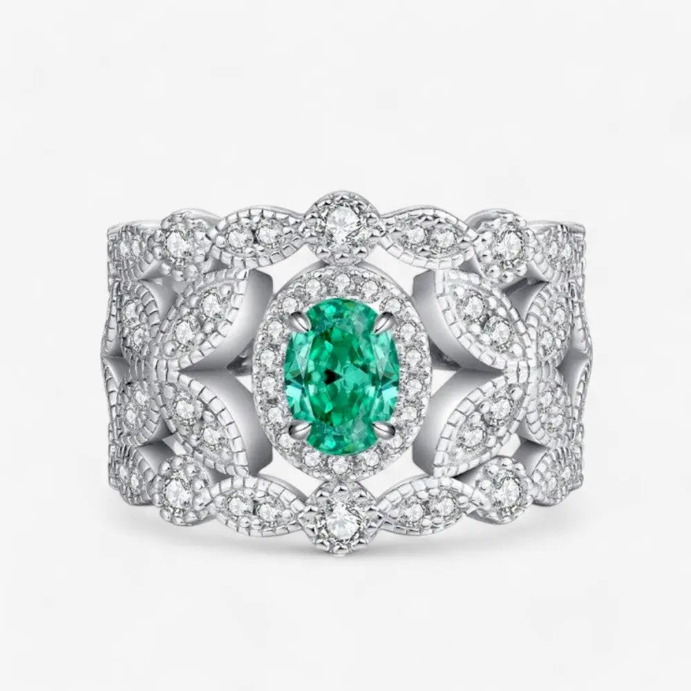 Sterling Silver Green Jewel Splendor Ring - Dolce Vincita