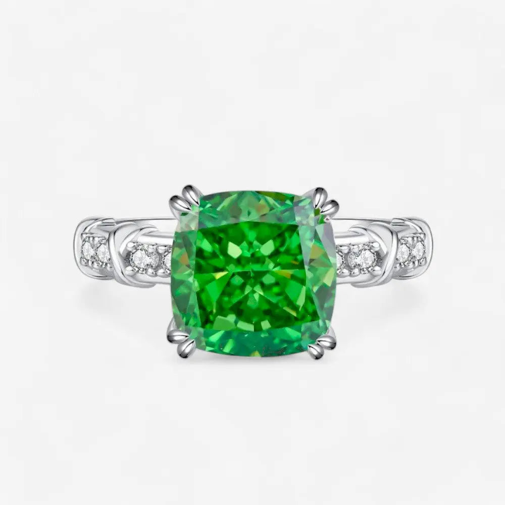 Sterling Silver Green Symphony Jewel Ring - Dolce Vincita