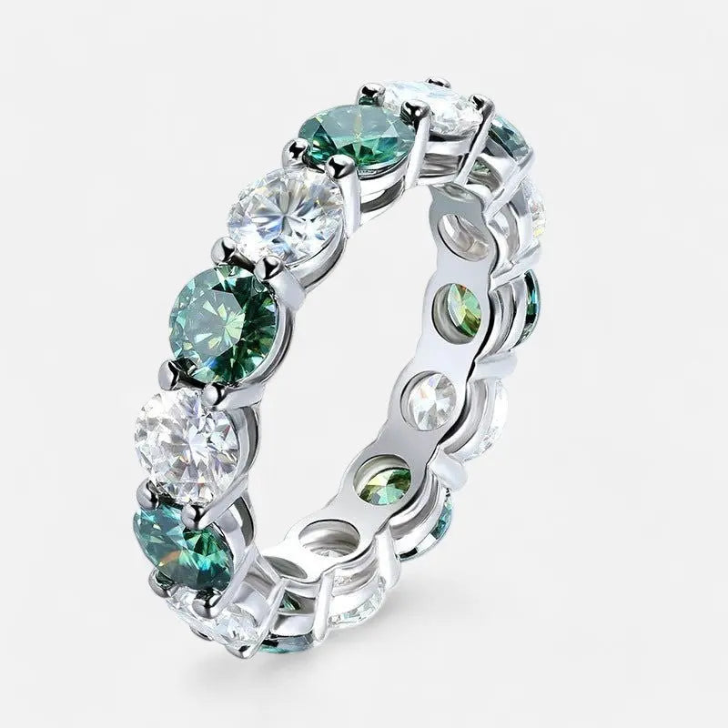Sterling Silver Leaf & Fire Eternity Band - Open Jewellery
