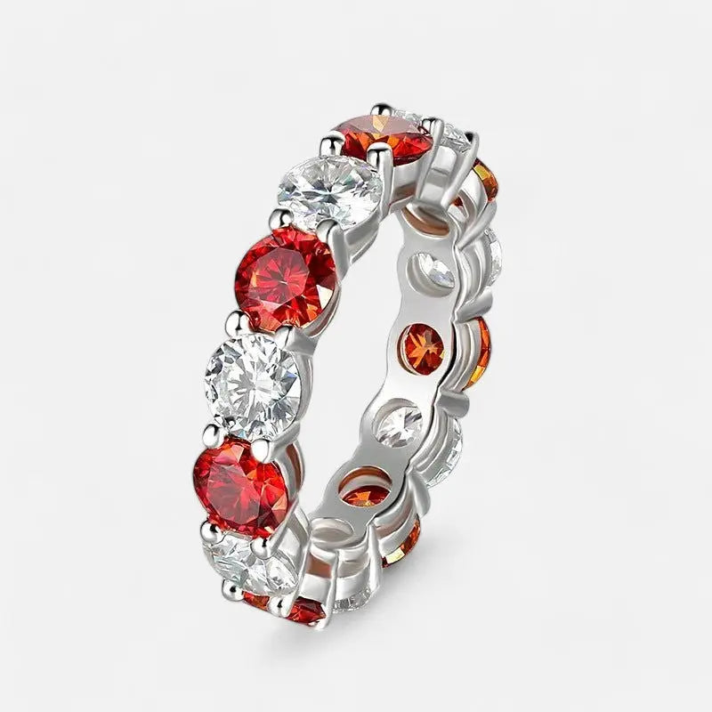 Sterling Silver Leaf & Fire Eternity Band - Open Jewellery