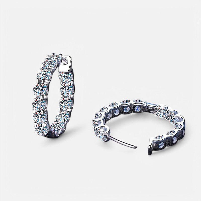 Sterling Silver Luxe Crystal Hoop Earrings - Open Jewellery