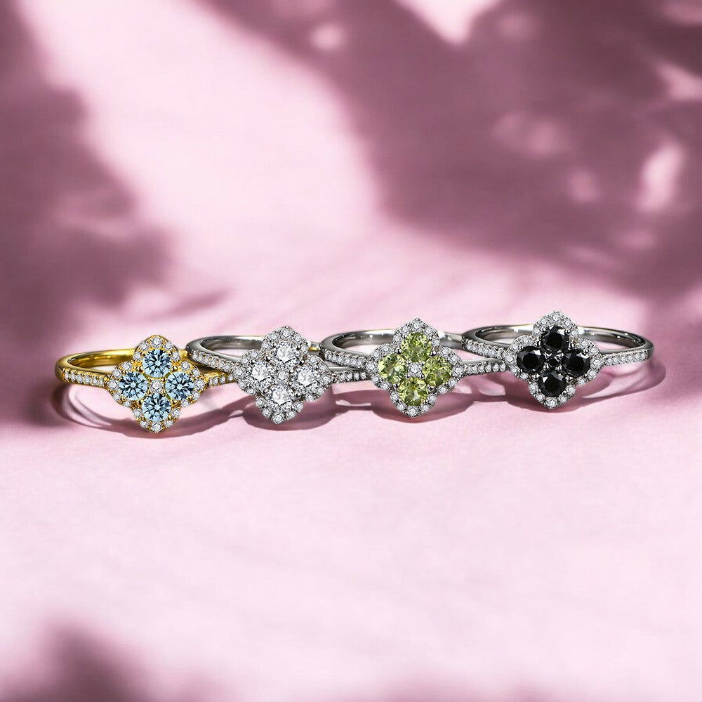 Sterling Silver Midnight Blossom Ring - Dolce Vincita